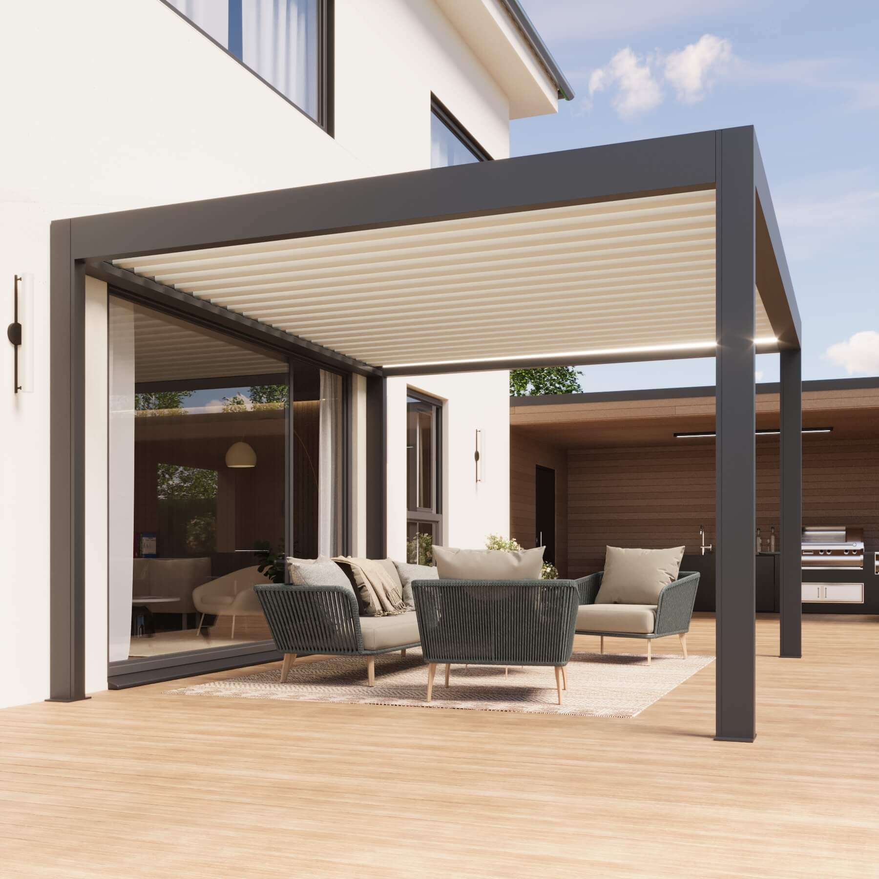 Terrassenüberdachung mit Lamellen Rotation Light